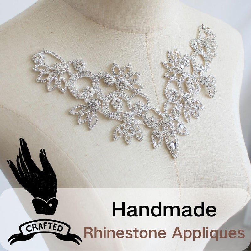 PEARLY JUN Rhinestone Applique Crystal Applique for Hand Sewing Craft Projects DIY Wedding Clothes Shoes Hats Bags (YL012-silver) - Image 5